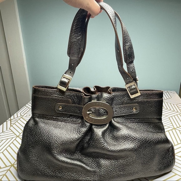 Anya Hindmarch metallic gray pebbled leather shoulder bag - Picture 1 of 11